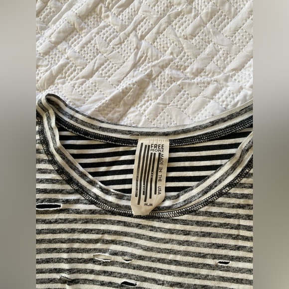Free People Destroyed Distressed Striped Tee - Picture 5 of 5